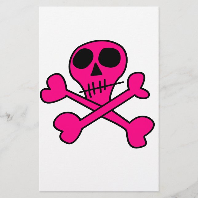 Papelería Patrón de Calavera y Huesos Cruzados (Anverso)