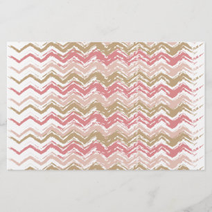 Papelería Patrón de Chevron de ZigZag con especias corales