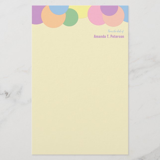 Papelería Patrón de Círculos Coloridos personalizados desde  (Anverso)