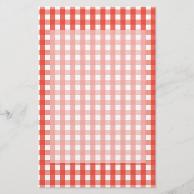 Papelería Patrón de comprobación de Gingham rojo (Anverso)