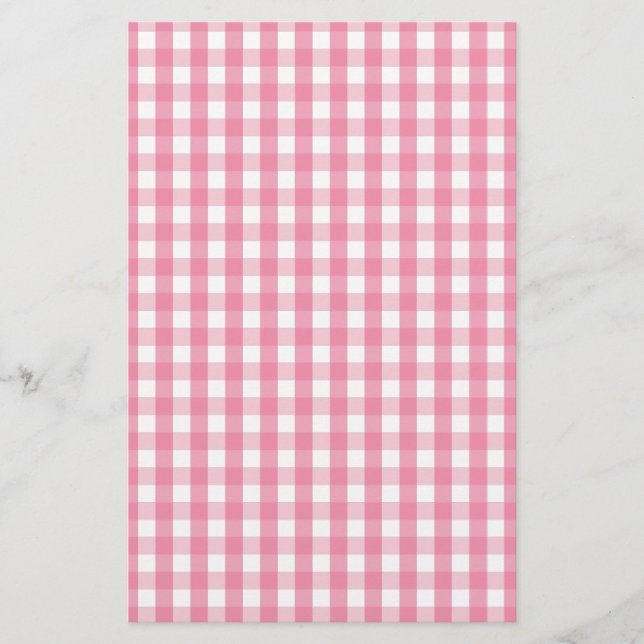 Papelería Patrón de comprobación de Gingham rosa (Anverso)