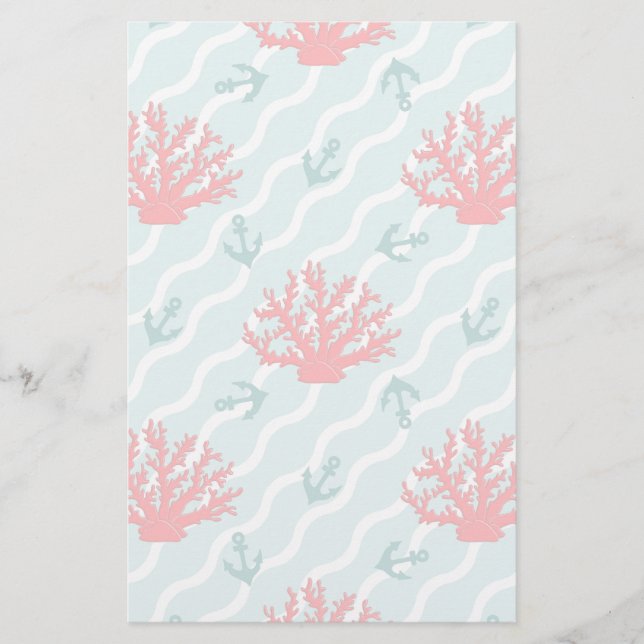 Papelería Patrón de coral rojo 1 (Anverso)