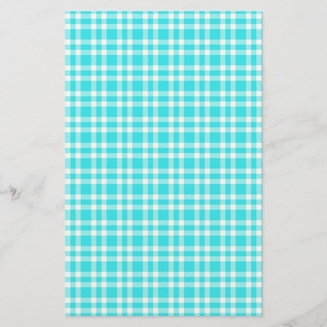 Papelería Patrón de Cuadro Escocés Azul Blanco (Anverso)