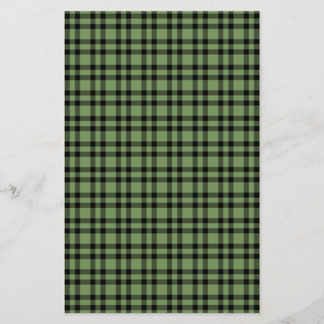 Papelería Patrón de Cuadros Verde Negro (Anverso)
