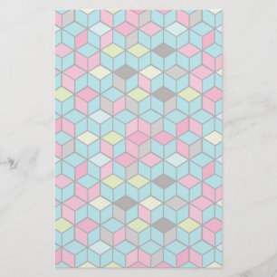 Papelería Patrón de cubo rosa y turquesa