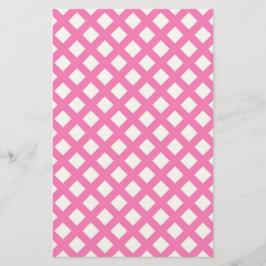 Papelería Patrón de diamante de cuadros rosados y blancos