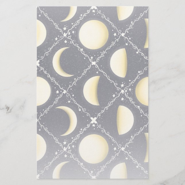 Papelería Patrón de fases celestes de la luna (Anverso)
