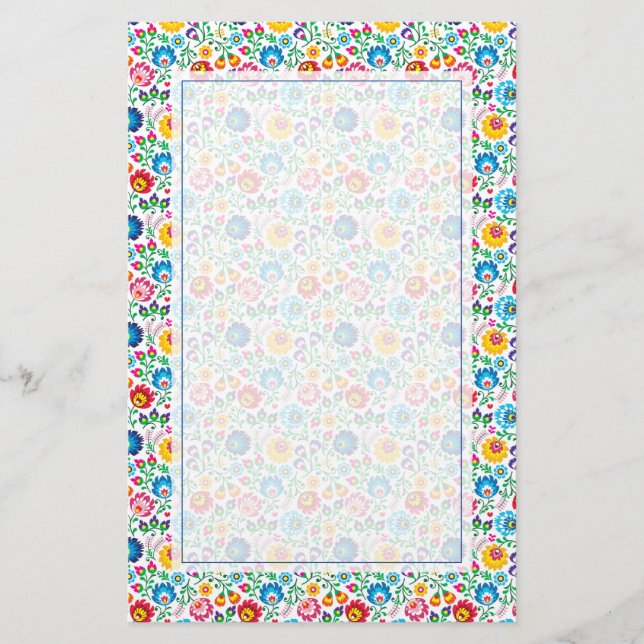 Papelería Patrón de flores de arte folclórico 2 (Anverso)