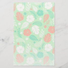 Papelería Patrón de follaje tropical verde y Naranja