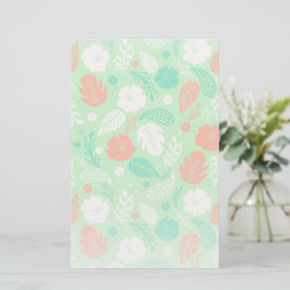 Papelería Patrón de follaje tropical verde y Naranja
