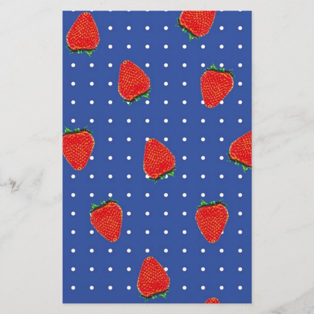 Papelería patrón de fresa con puntos (Anverso)