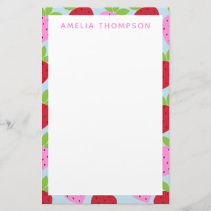 Papelería Patrón de fruta de fresa retro lindo personalizado