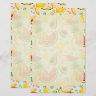 Papelería Patrón de frutas de verano fresco