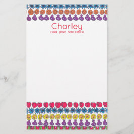 Papelería Patrón de frutas y flores personalizado