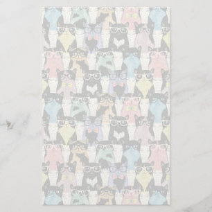 Papelería Patrón de gatos recortados de hipster