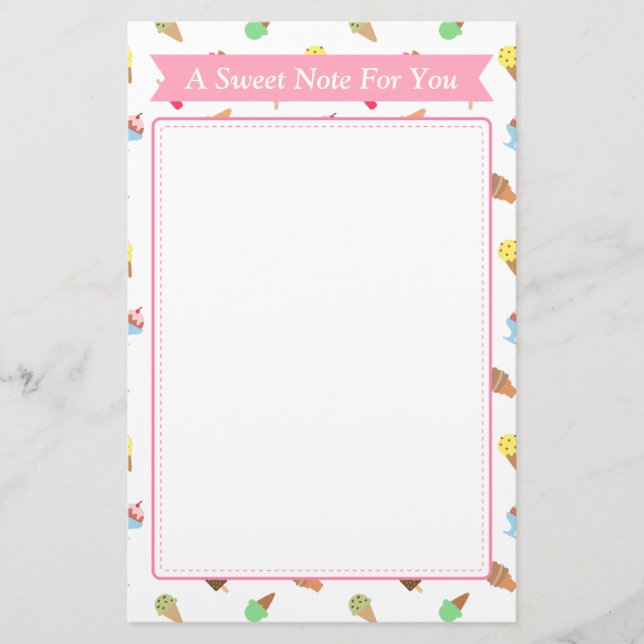Papelería Patrón de helado de nota dulce (Anverso)