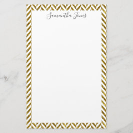 Papelería Patrón de herringbone de oro Metálico | Personaliz
