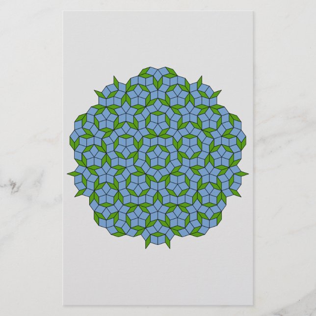 Papelería Patrón de hombus penrose verde y azul (Anverso)