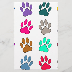 Papelería Patrón de huella de pata de perro multicolor