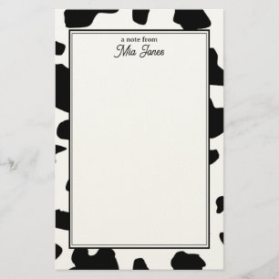 Papelería Patrón de Impresión de Vaca Personalizado en Blanc