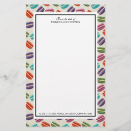 Papelería Patrón de macarones de color lindo con puntos de p