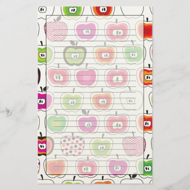 Papelería Patrón de manzana retro (Anverso)