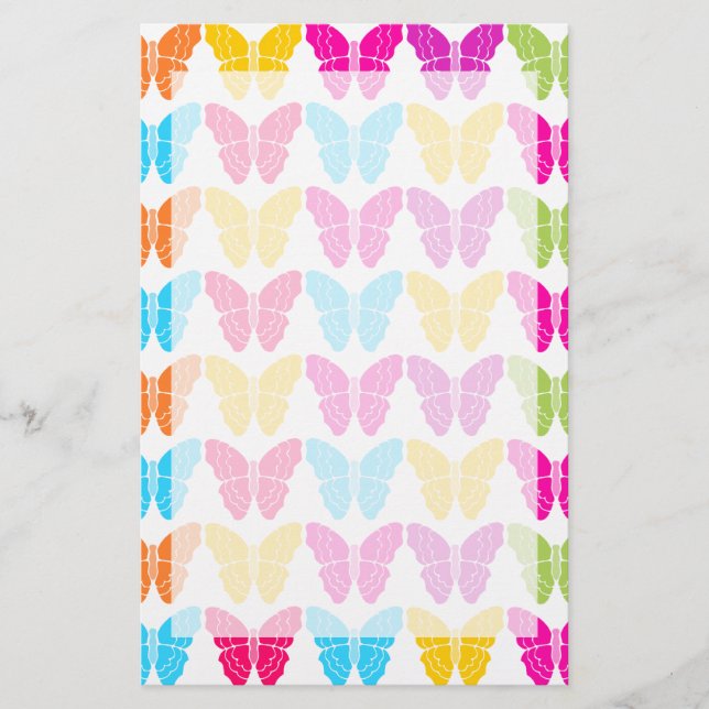 Papelería Patrón de mariposa de arco iris brillante (Anverso)