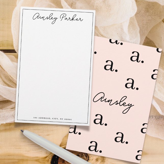 Papelería Patrón de monograma personalizado con letra script (Subido por el creador)