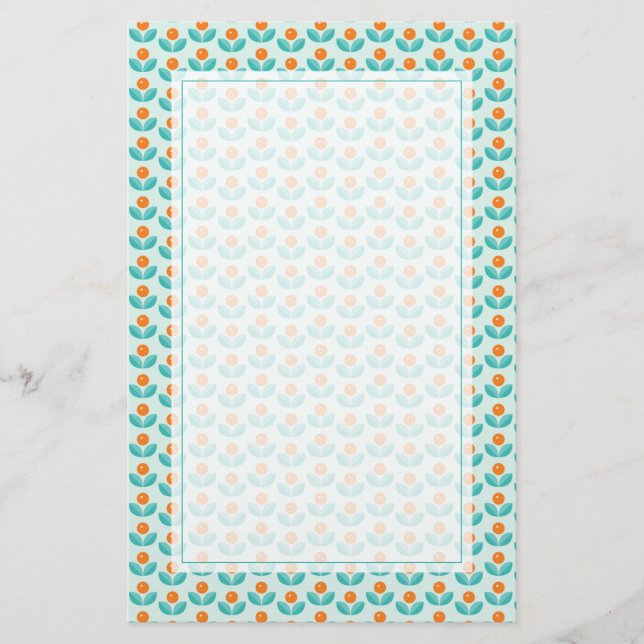 Papelería Patrón de Naranja geométrico estilo escandinavo (Anverso)
