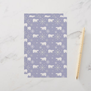 Papelería Patrón de navidades con osos polares y copos de ni