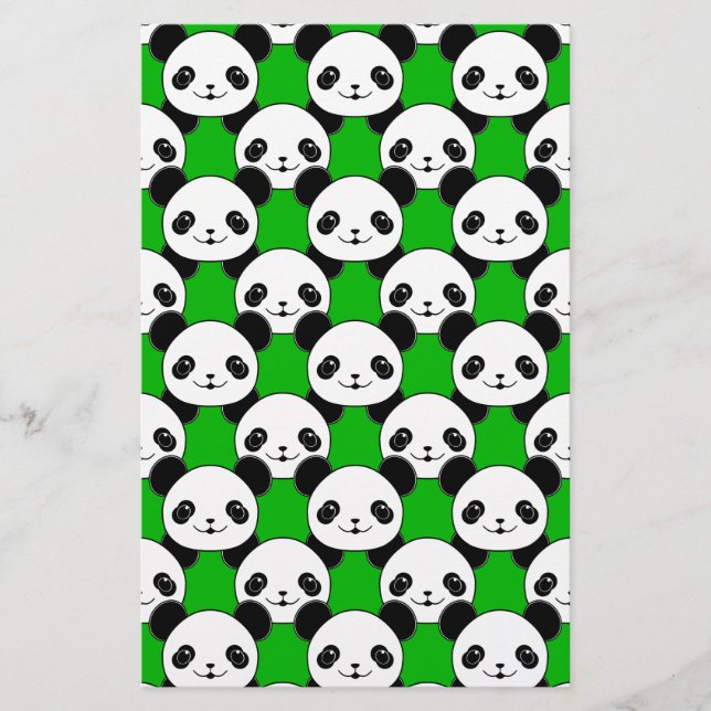 Papelería Patrón de oso Kawaii Panda (Anverso)
