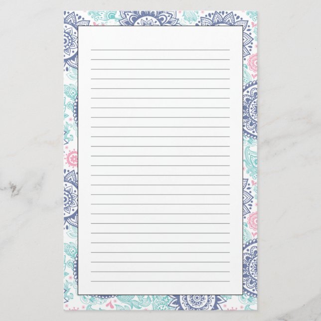 Papelería Patrón de Paisley Étnico (Anverso)