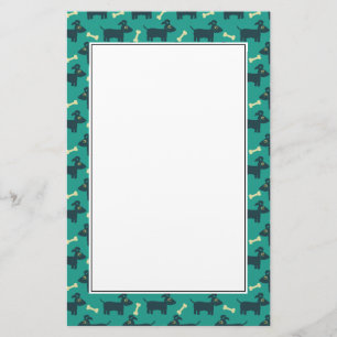 Papelería Patrón de perro con huesos en fondo verde