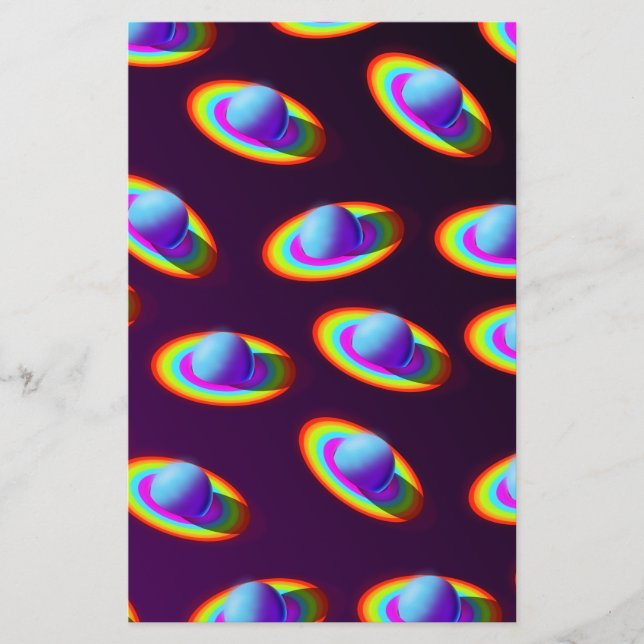 Papelería Patrón de planetas arcoiris (Anverso)