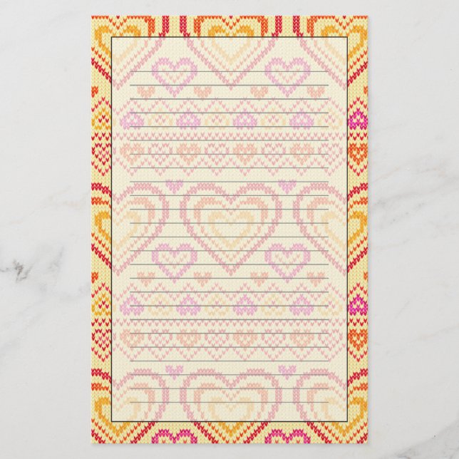 Papelería Patrón de punto de el día de San Valentín (Anverso)