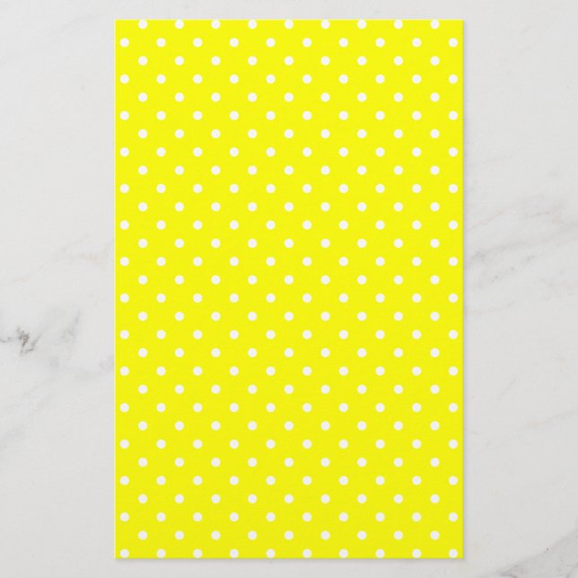 Papelería Patrón de puntos de polka amarillo y blanco (Anverso)