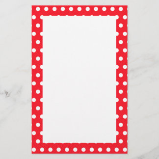Papelería Patrón de puntos de polka rojo y blanco. Delicioso