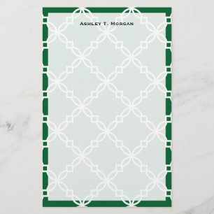 Papelería Patrón de Quatrefol de gran abertura verde del bos