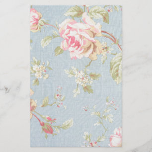 Papelería patrón de rosa vintage shabby estilo chic azul