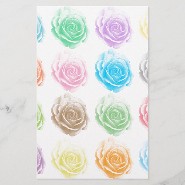Papelería Patrón de rosas coloridos (Anverso)