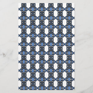 Papelería Patrón De Scarab De Mod Retro Azul Resumen