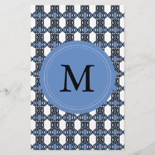 Papelería Patrón De Scarab De Monograma Azul De Monograma Re