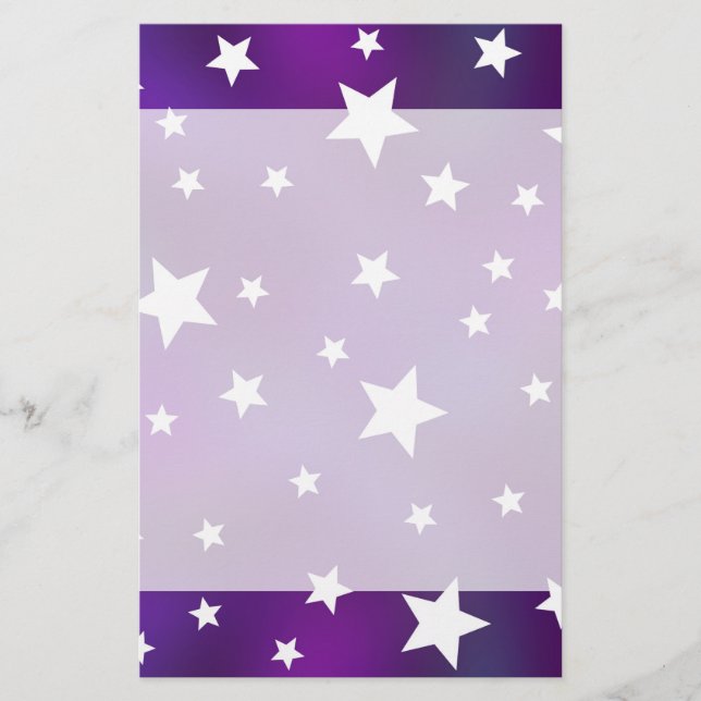 Papelería Patrón estrella morado y blanco (Anverso)