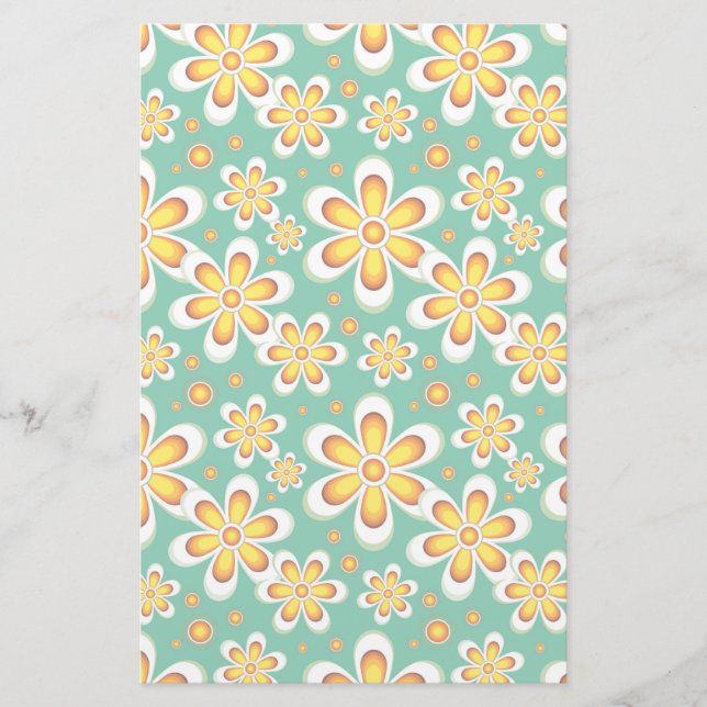Papelería Patrón floral amarillo (Anverso)