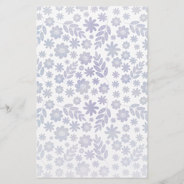 Papelería Patrón floral de gris y lavanda (Anverso)