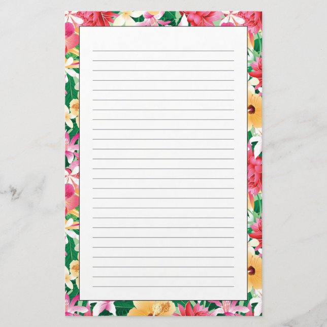 Papelería Patrón floral de Hibiscus tropical (Anverso)