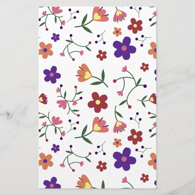 Papelería Patrón floral dibujado a mano (Anverso)