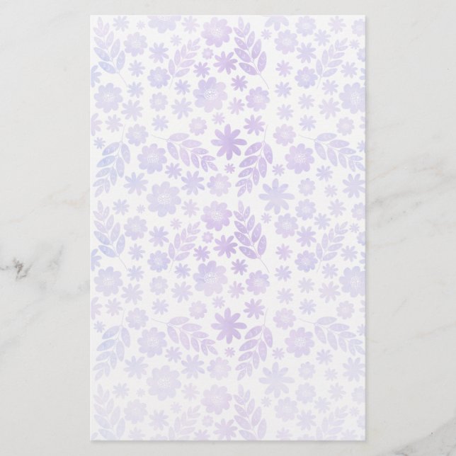 Papelería Patrón floral dibujado a mano de lavanda (Anverso)