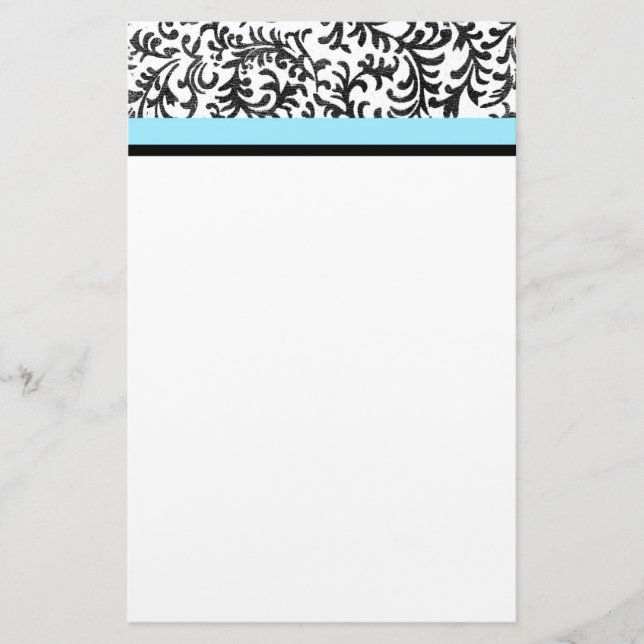 Papelería Patrón floral turquesa y negra (Anverso)