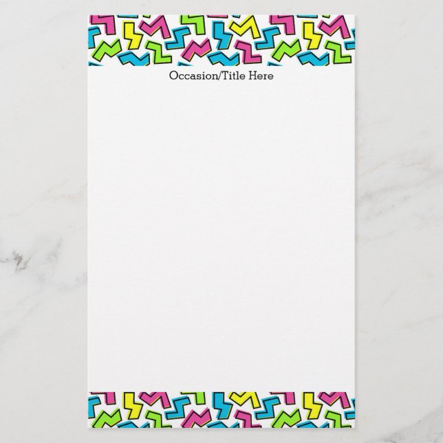 Papelería Patrón Memphis de la Guay Cute 80 de los años 1980 (Anverso)